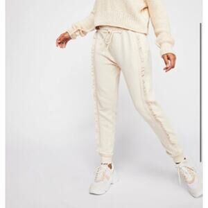 Free People Intimately Ruffle Ruffle Joggers Large Cream